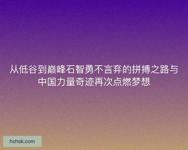 从低谷到巅峰石智勇不言弃的拼搏之路与中国力量奇迹再次点燃梦想 从低谷到巅峰石智勇不言弃的拼搏之路与中国力量奇迹再次点燃梦想