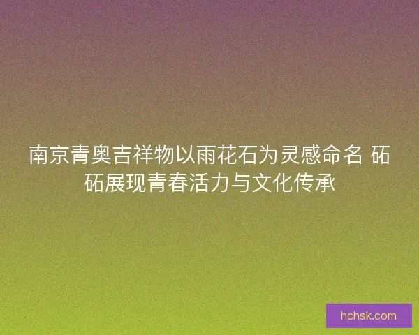 南京青奥吉祥物以雨花石为灵感命名 砳砳展现青春活力与文化传承